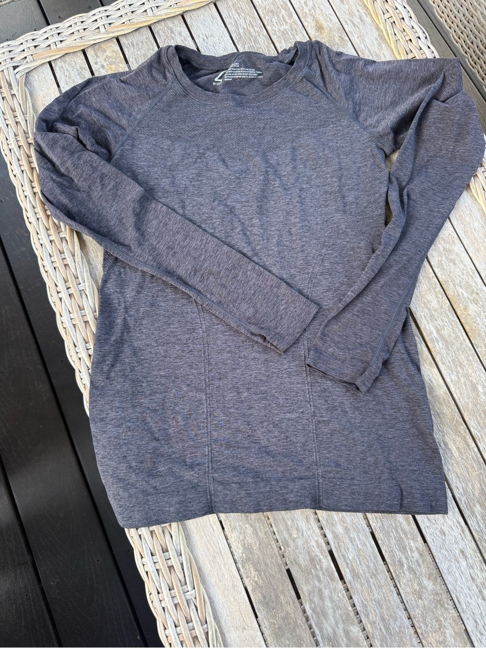 Zella Women's Long-Sleeve stretch Crew Neck Tee - Heather Charcoal